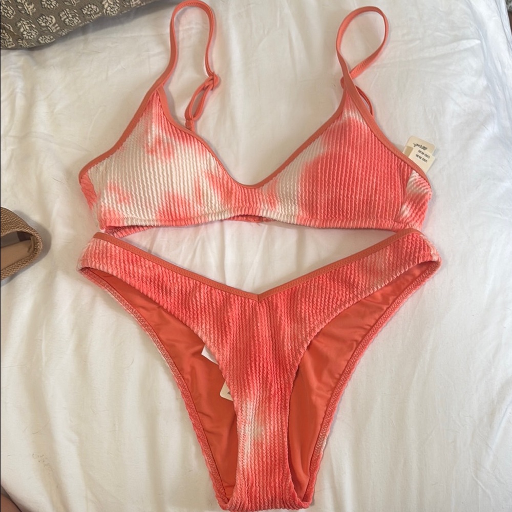 Aerie Scoop Tie dye Coral Bikini Set
